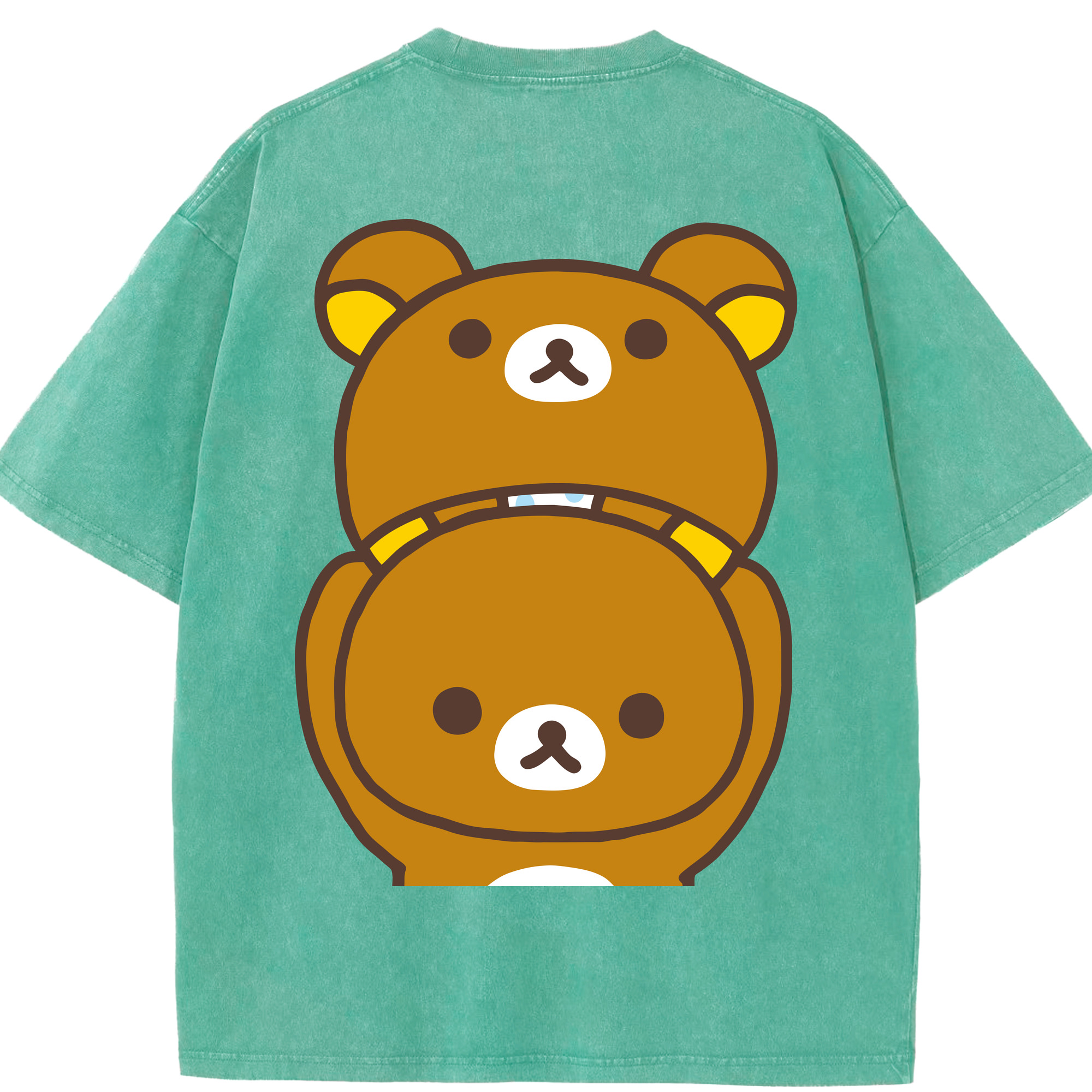 （画像用） リラックマ リラックマ キイロイトリ Rilakkuma Korilakkuma Kiiroitori 綿100% ヴィンテージ風 半袖Tシャツ（背面プリント）